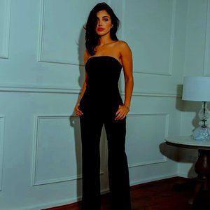 BLACK HALO Strapless Jumpsuit Wide Leg